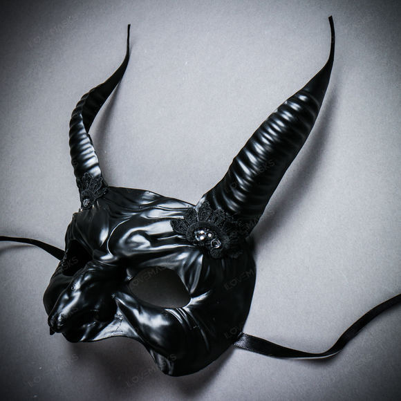 Goblin Devil Long Horn Eyes Mask - Black - Picture 3 of 10